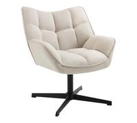 WOLTU Fauteuil Salon, Chaise Pivotante, Assise Rembourrée Large, Beige | Fauteuil Relax pour Chambre et Salon, Cadre en Métal, Tissu en Lin