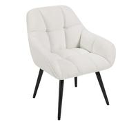 WOLTU Fauteuil Salon et Chambre, Chaise Bouclette Relax, Siège Rembourré de Lecture, Dossier Haut, Pieds Métalliques, Crème, SKS47cm