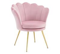WOLTU Fauteuil Salon, Fauteuil Coquillage, Pieds en Métal, Rose | Coussin épais, Dossier en Forme de Pétale, en Velours, Pieds réglables