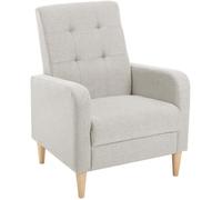 WOLTU Fauteuil Salon Scandinave, Fauteuil Cabriolet Relax, Siège Rembourré en Lin, Pieds en Bois Massif, Gris Clair W0ATT0342