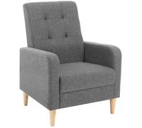 WOLTU Fauteil Salon, Fauteuil Relax à Dossier Haut, Chaise de Relaxation avec Pieds en Bois Massif, Accoudoirs, Siège Rembourré, Revêtement en Lin, pour Salon, Bureau, Gris Foncé, SKS41dgr