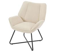 WOLTU Fauteuil Salon Scandinave, Fauteuil Relax, Rembourré en Lin, Dossier Haut, Pieds en Métal, Beige