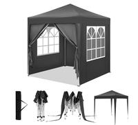 WOLTU Gazebo de jardin pliable 2x2m, pergola avec 4 parois latérales, hauteur réglable, protection UV, imperméable, avec sac de transport anthracite