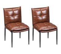 WOLTU Lot 2 Chaises de Salle à Manger, Simili-Cuir Luxe Facile d'Entretien, Double Épaisseur, Moderne et Gain de Place, Marron