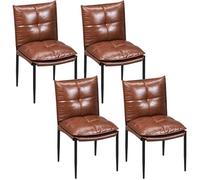 WOLTU Lot 4 Chaises de Salle à Manger,Simili-Cuir Luxe Facile d'Entretien, Double Épaisseur,Moderne et Gain de Place,Marron