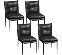 WOLTU Lot 4 Chaises de Salle à Manger,Simili-Cuir Luxe Facile d'Entretien, Double Épaisseur,Moderne et Gain de Place,Noir