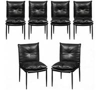 WOLTU Lot 6 Chaises de Salle à Manger,Simili-Cuir Luxe Facile d'Entretien, Double Épaisseur, Moderne et Gain de Place, Noir