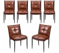 WOLTU Lot 6 Chaises de Salle à Manger,Simili-Cuir Luxe Facile d'Entretien,Double Épaisseur,Moderne et Gain de Place,Marron