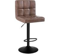 WOLTU Tabouret Bar, Hauteur Réglable, en Similicuir, Brun Foncé | Chaise de bar, Siège pivotant à 360°, avec Dossier et Repose-Pieds, pour Cuisine, Salle à Manger