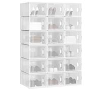 WOLTU 18 x Boîtes à Chaussures, Boîtes de Rangement Transparente en Plastique, Pliables et Empilables avec Couvercle