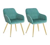 WOLTU Lot de 2 Chaise de Salle à Manger, Chaise de Cuisine rembourrée en Velours,Or Pied en métal,Vert Turc.