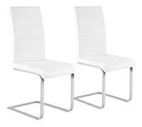 WOLTU Lot de 2 Chaises de Salle à Manger,Similicuir,Blanc | Chaises de salle à manger à haut dossier rembourré,pieds métalliques en arche,pour salle à manger et salon
