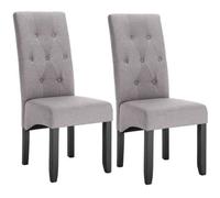 WOLTU Lot de 2 Chaises de salle à manger - 47 x 42 x 107 cm - en lin + bois massif - Gris Clair