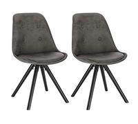 WOLTU 2 x Chaisess de salle à manger, Chaises de cuisine, Siège en tissu scientifique, Pieds en bois massif, Anthracite