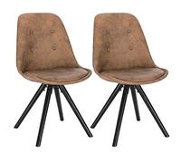 WOLTU 2 x Chaisess de salle à manger, Chaises de cuisine, Siège en tissu scientifique, Pieds en bois massif, Brun Foncé