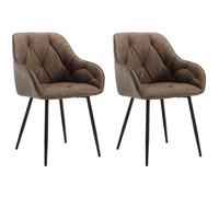 WOLTU Lot de 2 Chaises de Salle à Manger, Chaise de Cuisine Rembourrée en Simili Cuir, Pieds en Métal, Marron foncé W0ATT0145-2