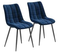 WOLTU Lot de 2 Chaises de salle à manger, Chaise de cuisine, Siège en velours, Pieds en métal, Bleu