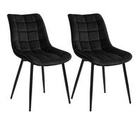 WOLTU Lot de 2 Chaises de salle à manger, Chaise de cuisine, Siège en velours, Pieds en métal, Noir