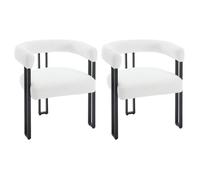 WOLTU Lot de 2 Chaises de Salle à Manger, Chaise Salon en Chenille, Pieds en Métal, Fauteuil Chambre Moderne, Crème W0ATT0322-2
