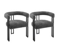 WOLTU Lot de 2 Chaises de Salle à Manger, Chaise Salon en Chenille,Pieds en Métal, Fauteuil Chambre Moderne, Gris Foncé W0ATT0321-2