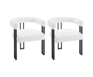 WOLTU Lot de 2 Chaises de Salle à Manger Chaise Salon en Chenille Pieds en Métal Fauteuil Chambre Moderne Crème W0ATT0322-2