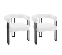 WOLTU Lot de 2 Chaises de Salle à Manger,Chenille,Crème | Chaise Salon avec Pieds en Métal, Fauteuil Chambre, Siège Rembourré, Chaise Moderne