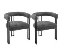 WOLTU Lot de 2 Chaises de Salle à Manger,Chenille,Gris Foncé | Chaise Salon avec Pieds en Métal, Fauteuil Chambre, Siège Rembourré, Chaise Moderne