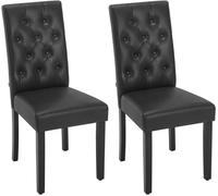 WOLTU Lot de 2 Chaises de Salle à Manger, Dossier Haut, Chaise de Cuisine en Similicuir, Pieds en Bois Massif, Noir W0ATT0319-2