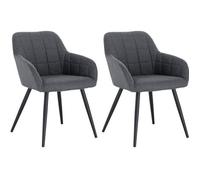 WOLTU Lot de 2 Chaise de Salle à Manger,Lin,Gris Foncé
