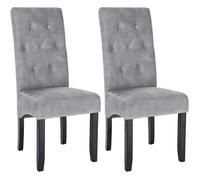 WOLTU Chaise de Salle à Manger Lot de 2,Velours,Gris Clair | Chaises de Cuisine Rembourrées avec Dossier Haut, Pieds en Bois Massif