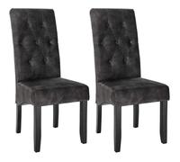 WOLTU Chaise de Salle à Manger Lot de 2,Velours,Gris Foncé | Chaises de Cuisine Rembourrées avec Dossier Haut, Pieds en Bois Massif