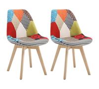 WOLTU Lot de 2 Chaises de Salle à Manger,Multicolore | Chaise Patchwork, en Lin + Bois