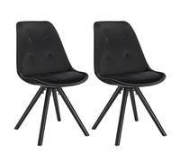 WOLTU Lot de 2 Chaises de salle à manger, siège en velours Chaises de cuisine, pieds en bois, Noir