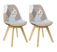 WOLTU Lot de 2 Chaises de salle à manger Pied en bois Style nordique Patchwork