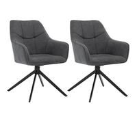 WOLTU Lot de 2 Chaises de Salle à Manger Pivotantes, Fauteuils Rembourrés en Chenille et Velours Côtelé, Gris Foncé W0ATT0174-2