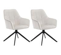 WOLTU Lot de 2 Chaises de Salle à Manger Pivotantes, Fauteuils Rembourrés en Velours, Pieds en Métal, Crème W0ATT0178-2