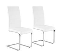 WOLTU Lot de 2 Chaises de Salle à Manger,Similicuir,Blanc | Chaises de salle à manger à haut dossier rembourré,pieds métalliques en arche,pour salle à manger et salon