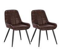 WOLTU Lot de 2 Chaises de Salle à Manger,Similicuir,Marron Foncé | Chaise avec Accoudoir Bas Rembourré, Pieds en Métal, pour Salle à Manger, Salon et Cuisine
