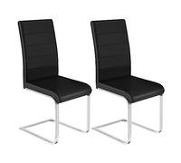 WOLTU Lot de 2 Chaises de Salle à Manger,Similicuir,Noir | Chaises de salle à manger à haut dossier rembourré,pieds métalliques en arche,pour salle à manger et salon