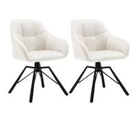 WOLTU Lot de 2 Chaises Pivotante à 360°,Chaise Salle à Manger en Velours,Fauteuil Scandinave,Pieds en Métal,Crème W0ATT0122-2