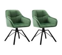 WOLTU Lot de 2 Chaises Pivotante à 360°,Chaise Salle à Manger en Velours,Fauteuil Scandinave,Pieds en Métal,Vert Foncé W0ATT0123-2