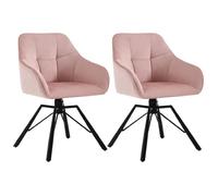 WOLTU Lot de 2 Chaises Pivotante à 360°,Chaise Salle à Manger en Velours, Fauteuil Scandinave, Pieds en Métal, Rose W0ATT0390-2