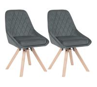 WOLTU Lot de 2 Chaises Pivotantes de Salle à Manger, Chaise de Cuisine en Velours, Pieds en Bois Massif, Gris Foncé BH359dgr-2