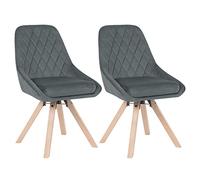 WOLTU Lot de 2 Chaises pivotantes en Velours,Gris Foncé | Chaises de salle à manger pivotantes à 360°,Scandinave,Sièges Rembourrés,Pieds en Bois Massif