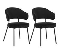 WOLTU Lot de 2 Chaises Salle à Manger avec Dossier Chaise de Cuisine Scandinave Velours Pieds en Métal Noir W0ATT0081-2