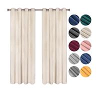 WOLTU Lot de 2 Rideau Occultant à œillets en Velours, 140x245cm, Beige