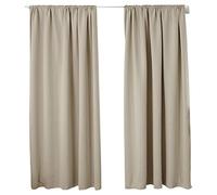 WOLTU Lot de 2 Rideaux Occultant avec Galon Fronceur, 225x140cm, Sable | Isolation thermique, Protection lumière, Réduction du bruit, Salon et chambre, Dimensions variées, Pose facile