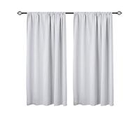 WOLTU Lot de 2 Rideaux Occultant, Suspension avec Galon Fronceur, Rideau Isolant intérieur, 135x175cm, Gris Blanc