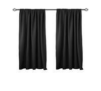 WOLTU Lot de 2 Rideaux Occultant, Suspension avec Galon Fronceur, Rideau Isolant intérieur, 135x175cm, Noir