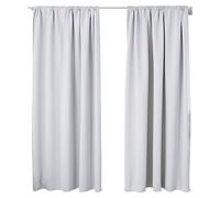 WOLTU Lot de 2 Rideaux Occultant, Suspension avec Galon Fronceur, Rideau Isolant intérieur, 135x225cm, Gris Blanc